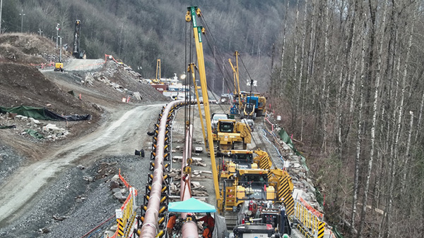 Construction teams focused on project solutions during work at the Mountain 3 site in B.C. in February 2024.
