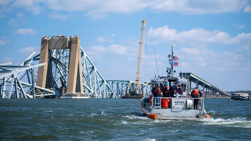 First vessel uses alternate channel to bypass wreckage at the Baltimore bridge collapse site