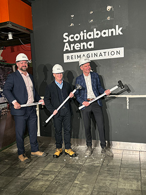 Maple Leaf Sports and Entertainment broke ground on the second phase of the Scotiabank Arena Reimagination project May 14. An event was held at the arena to mark the start of the renovation project and the first hammers going into the wall. 