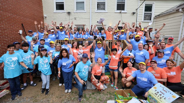 About 100 volunteers from the architecture, engineering and construction community gathered at Sasha Bruce Youthwork's Residential Empowerment Adolescent Community Home (REACH) in Washington, D.C. June 5 to renovate the facility as part of AEC Cares annual Day of Service.