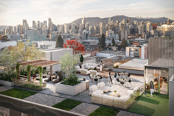 A view of Vancouver’s downtown in a rendering of The Foundation’s rooftop.