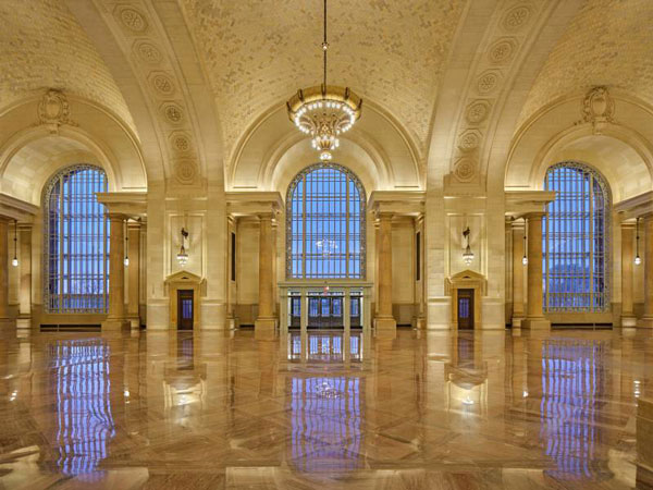 Once a massive waiting room is Michigan Central Station's new Grand Hall.