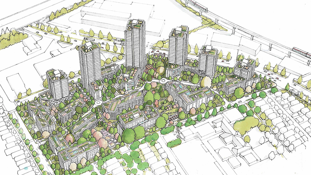 Construction of phase one of Skeena Terraces is expected to begin in fall 2025, with anticipated completion in 2028. BC Housing worked with MODUS Planning, Design & Engagement, PWL Partnership Landscape Architects Inc., Liveable City Planning and Perkins&Will Vancouver to redesign the site.