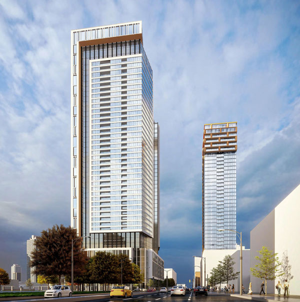 A rendering shows Bellridge Capital’s towers in London, Ont.’s core at 267 York St.