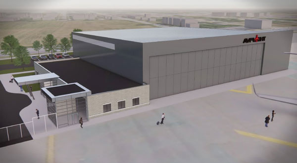 The new 15,000-square-foot hangar at Detroit's municipal airport.