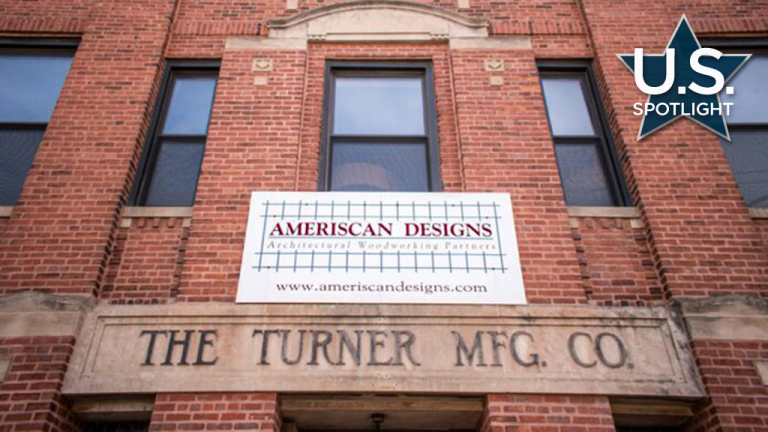 Pictured is the Turner Manufacturing Company historic warehouse entrance and façade.