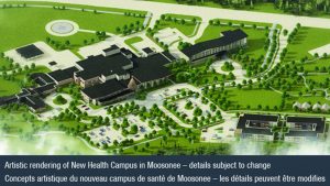 Shown is an artistic rendering of a new health campus in Moosonee, Ont.