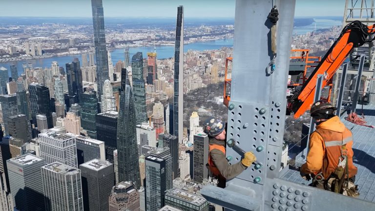 The latest RLB cost report confirms that New York City has the highest construction costs in the U.S. Pictured, JP Morgan Chase Building under construction, April 2024.