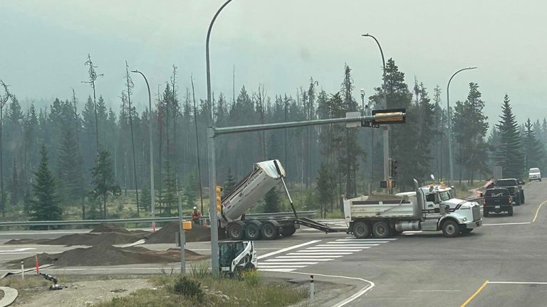 West Ridge Sand and Gravel Ltd. of Hinton, Alta. was recently called in to help with the wildfire fight in Jasper. Crews hauled gravel to the area so that ramp structures could be built on local roads to protect high-volume water lines across the pavement.