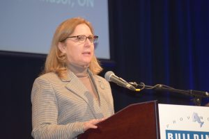 Ontario Construction Secretariat director of research Katherine Jacobs spoke to Building Trades conference delegates last October.