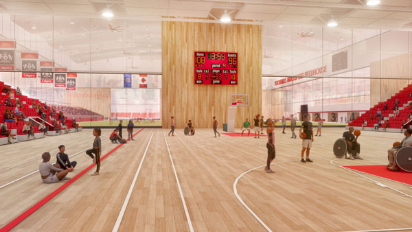 The project will include a gym that can feature courts, supporting infrastructure such as change rooms and team rooms, and commercial lease space, a fitness area, food services, and daycare space.