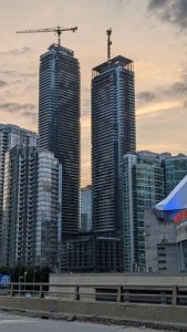 The federal government has initiated consultations to develop an industrial homebuilding strategy. Pictured, construction in downtown Toronto.