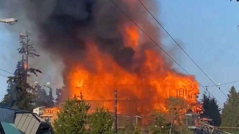 Vancouver Fire and Rescue Services reported a crane collapsed on a construction site as crews battled multiple blazes that broke out Tuesday in the city’s west side.