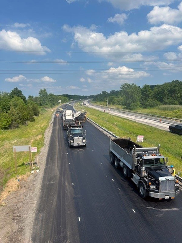 Rankin Construction Inc. was awarded a $32.7 million contract to perform concrete base repairs, electrical upgrades, drainage improvements and the repaving of Hwy. 405 from the Queen Elizabeth Way to the Queenston-Lewiston Bridge in the Niagara Region. Pictured is Hwy. 405 paving work.