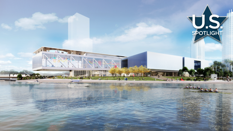 The Tampa Museum of Art expansion project will add a crystalline four-storey structure near the waterfront and feature an outdoor amphitheater, 150-seat indoor auditorium and large event space with a panoramic view of the city’s downtown.