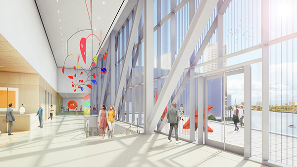 New York-based Weiss/Manfredi is designing the expansion. The museum will be a glassy, translucent structure that extends to the edge of the river. The expansion will create an interconnected series of multi-functional spaces, which will more than triple the current 7,200 square feet of event space.