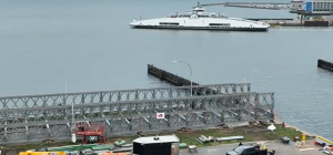 The preparatory work is currently underway for the installation of a temporary modular bridge on the Lasalle Causeway in Kingston, Ont. by Public Service and Procurement Canada’s contractor, Priestly Demolition.