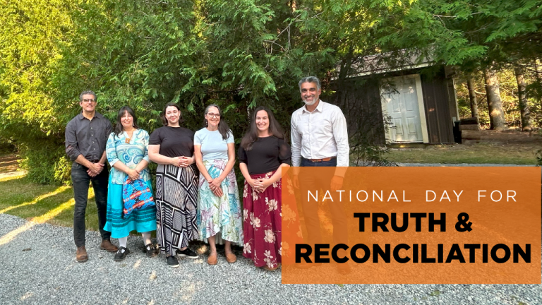 A birthing ceremony was held recently for Amplify Indigenous Voices in Architecture, a new non-profit organization will support post-secondary Indigenous youth in entering and succeeding in the architecture profession. The board members include (from left to right) David Fortin (Principal, David T Fortin Architect); Eladia Smoke (Principal, Smoke Architecture); Julie Bédard (Architect, Smoke Architecture); Sheila Boudreau (Principal, Spruce Lab); Larissa Roque (Architect, Smoke Architecture); and Garry Bhattal (Owner, Oshkaabewis Engineering and Consulting). Not pictured is Mackenzie Pitawanakwat, architecture graduate student, McEwan School of Architecture. The initiative is being spearheaded by Eladia Smoke of Smoke Architecture.