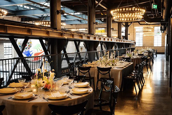 The East Hall in Toronto’s Waterworks Food Hall showcases original heritage building materials.