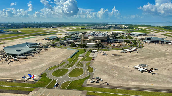 Bird’s-eye view of the Tampa airport.