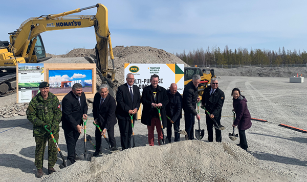 A groundbreaking ceremony was held at the site in April. Numerous dignitaries attended, including Grant Sayers, who is Defence ion Canada VP, operations business management, Northern Affairs Minister Dan Vandal, DND Minister Bill Blair, NWT Premier R.J. Simpson, and NWT MP Michael McLeod.