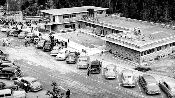 The official opening of the Aquacourt building in 1951.