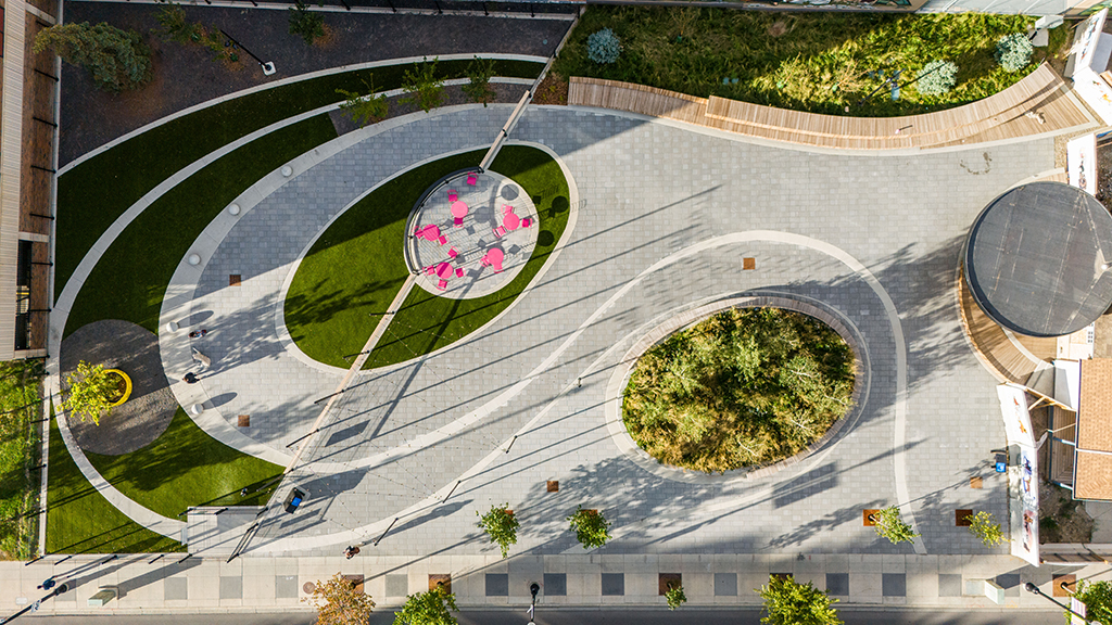 An aerial view of Humpy Hollow Park.