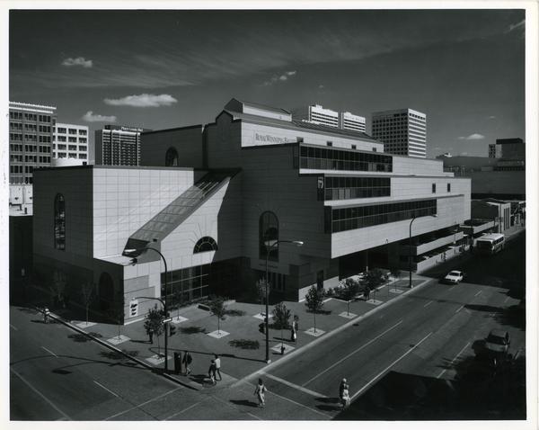 The Royal Winnipeg Ballet, located at 380 Graham Avenue, was constructed in 1988 and designed by Les Stechesen.