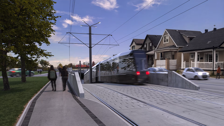 An artist’s rendering of the King Street East grade separation.