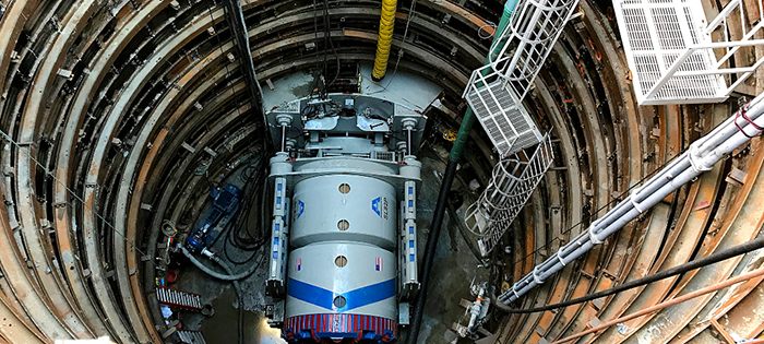 A microtunnel boring machine (MTBM).