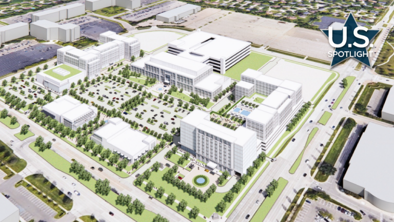 A rendering shows an overview of Somerset West anchored by the University of Michigan medical facility with attached parking garage.