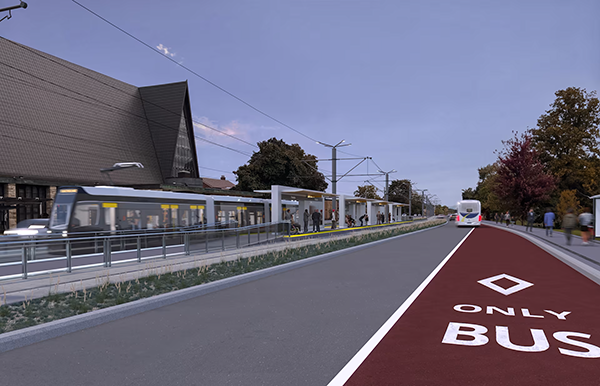 Shown is an artist’s rendering of the future Parkdale stop as part of the Hamilton LRT project.