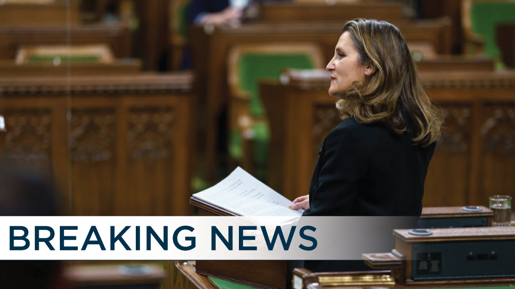 UPDATE: Freeland leaves cabinet, fall economic statement in limbo