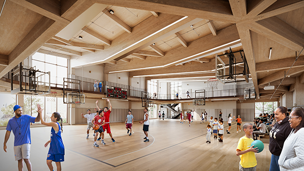 The project is a new mass timber facility that brings inclusive and universally accessible fitness amenities and programming for all ages.