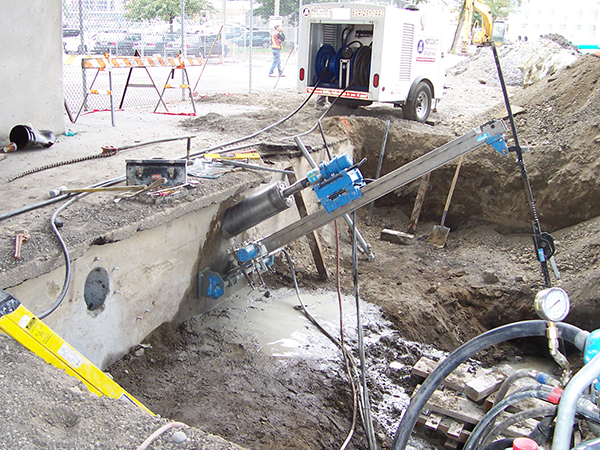 Pictured is work on a pier cap of the bridge.