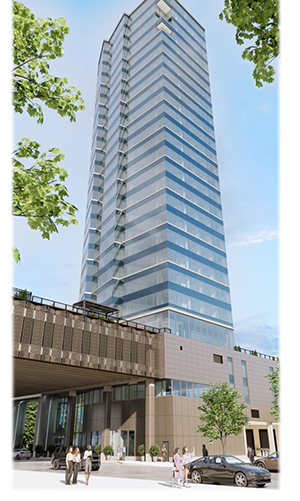 Tower on Grand will be the tallest of the five buildings slated for the city’s downtown redevelopment.