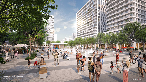 It will also include offices, a hotel, three public parks, as well as a multifunctional public square, an elementary school and community facilities.