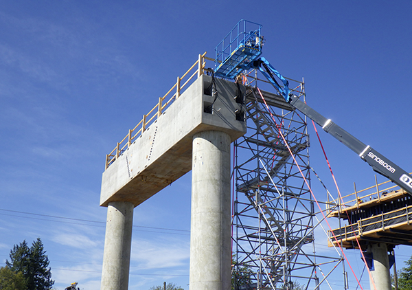 A completed bent after the formwork has been removed.