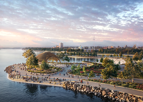 Therme Canada states the West Island site integrates 16 acres of publicly accessible parkland, walking trails, beaches, cultural gathering areas and nature play zones along Toronto's western waterfront, which are free and open year-round.