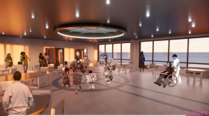 Gathering hall - Chicago housing complex pays tribute to Native American motifs