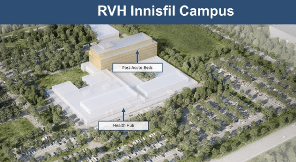 A new health hub is planned to be built at the southwest corner of Yonge Street and Innisfil Beach Road, across from the Innisfil civic campus.