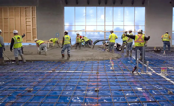 Meta’s AI-developed low carbon concrete is poured at its new data centre in Rosemount, MN.