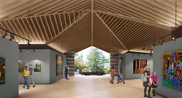Part of the revitalization of the McMichael Canadian Art Collection will be More space dedicated to exhibitions, education, conservation and public programming. Shown is a conceptual rendering of an interior gallery.