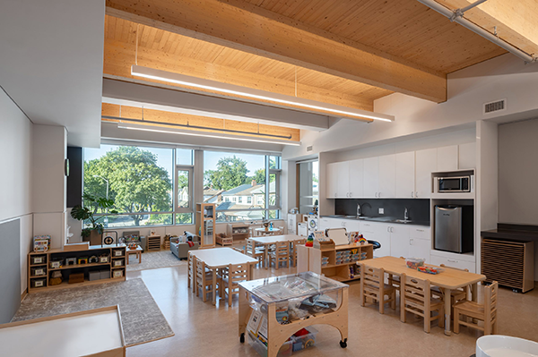 At 19,000 square feet, the child care centre, located at 1234 Weston Rd., provides space for 98 children, includes two infant rooms, three toddler rooms and three preschool rooms.