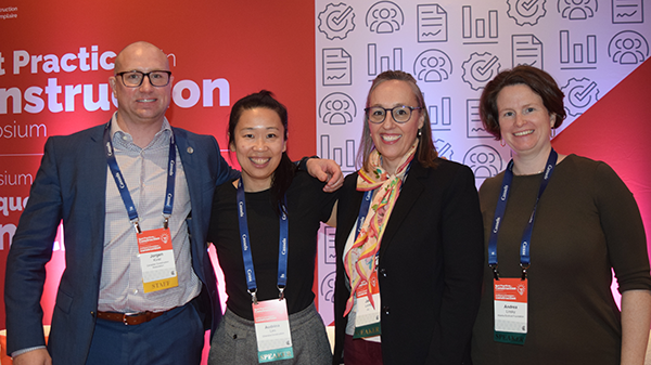 Three construction sustainability specialists participated in a panel discussion as part of the first Best Practices in Construction Symposium hosted by the Canadian Construction Association in Toronto recently. Pictured from right, Andrea Linsky of Alberta Ecotrust, Jani Loots of JLL and Audrina Lim of Chandos were joined by panel moderator Jorgen Kvist of the CCA.