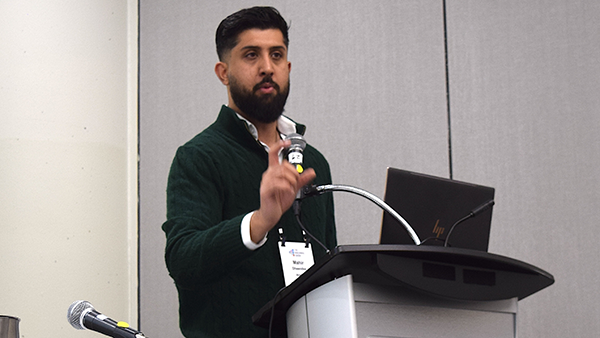 Digital innovation specialist Mahir Dheendsa of Amrize spoke about AI agents at the Buildings Show in Toronto Dec. 4. Dheendsa took a moment to outline how Amrize rep-resents the new brand for Lafarge.