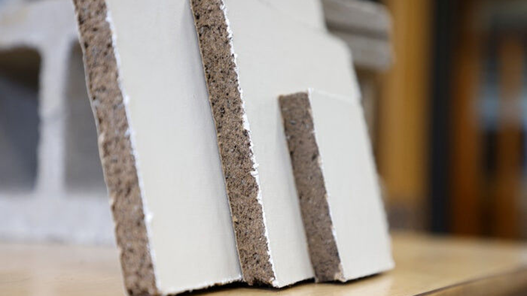 Researchers combined earth and discarded wood fibres to create wallboard panels to replace gypsum.