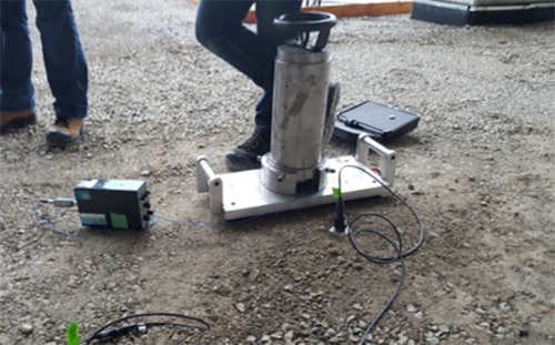 The Aercoustics’ drop rig is used to test how vibrations travel through different materials to accurately predict how a structure will respond to forces.