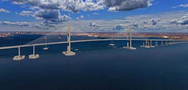 The replacement span for Baltimore’s Francis Scott Key Bridge will be Maryland’s first highway cable-stayed bridge. It will feature twin pylons rising more than 600 feet above the Patapsco, supporting a main span exceeding 1,600 feet - significantly wider than the original.