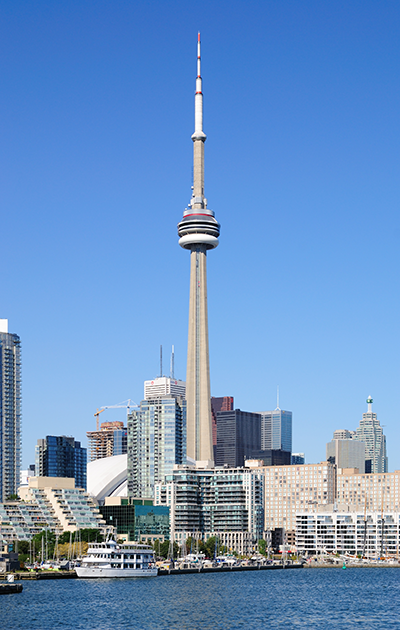 Toronto’s 553-metre CN Tower was commissioned by Canadian National Railway and built by the Foundation Company of Canada with Aecon as general contractors.